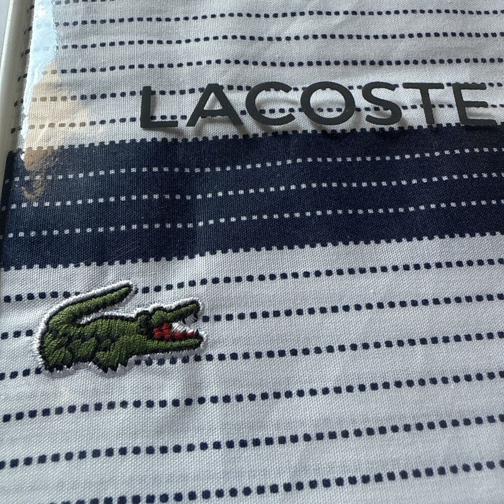 Lacoste 100% Cotton Medieval Blue Standard Pillowcase Pair Archive 2 Pillow Case - Picture 2 of 8
